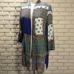 Chico’s Open front kimono linen top 8/10 petite.